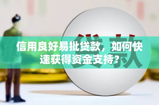小店信用良好易批贷款，如何快速获得资金支持？