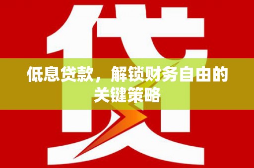 涟水低息贷款，解锁财务自由的关键策略